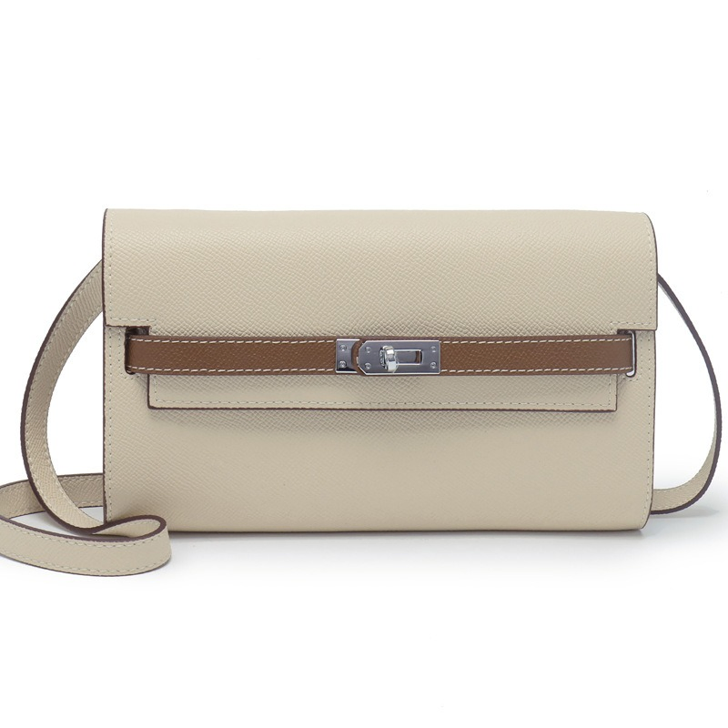 New Palm Grain Cowhide 22cm Long Clutch Shoulder Crossbody Mobile Phone Wallet Women's Bag