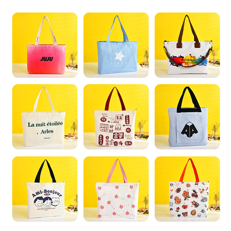 Personalized Cute Canvas Bag Custom Printed Logo Christmas Canvas Tote Bags For Women Reusable Cotton Canvas Gift Shopping Bags