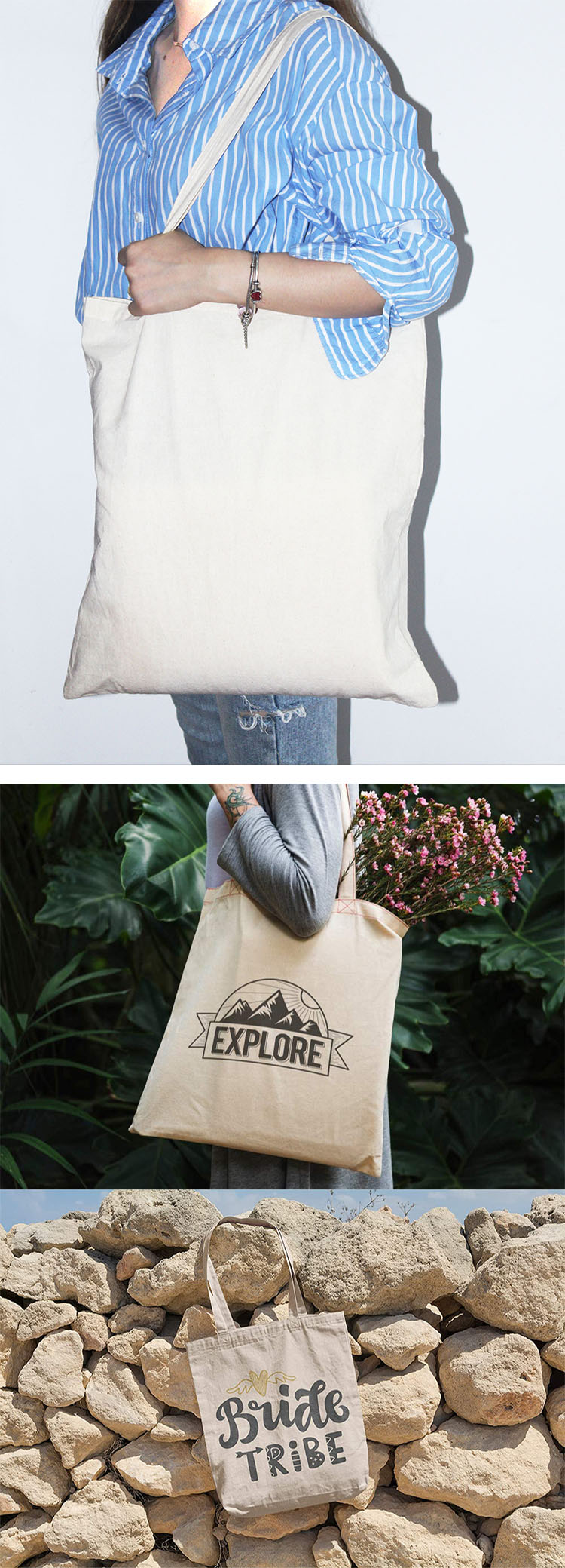 Detailed Image Cotton Shopping Tote Bag