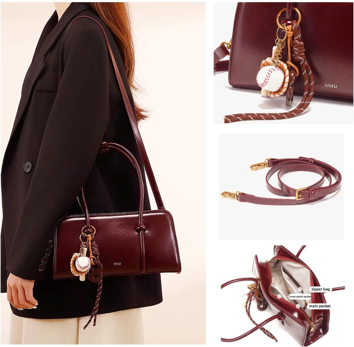 Women's Spacious Multi-Pocket Fashionable Shoulder Bag &amp; Crossbody Handbag with Zip Closure