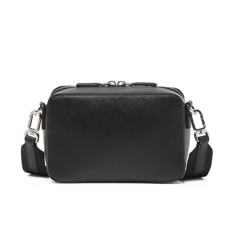 Custom Logo Black PU Saffinao Leather Casual Men Mini Crossbody Sling Sports Bagpack Shoulder Letter Messenger Bags