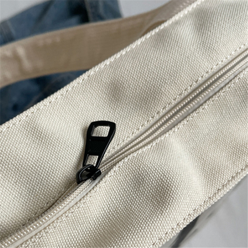 Eco-Friendly 100% Cotton Tote Bag Customized Logo Shopping Bag with Zipper Recyclable Canvas Bags for Women