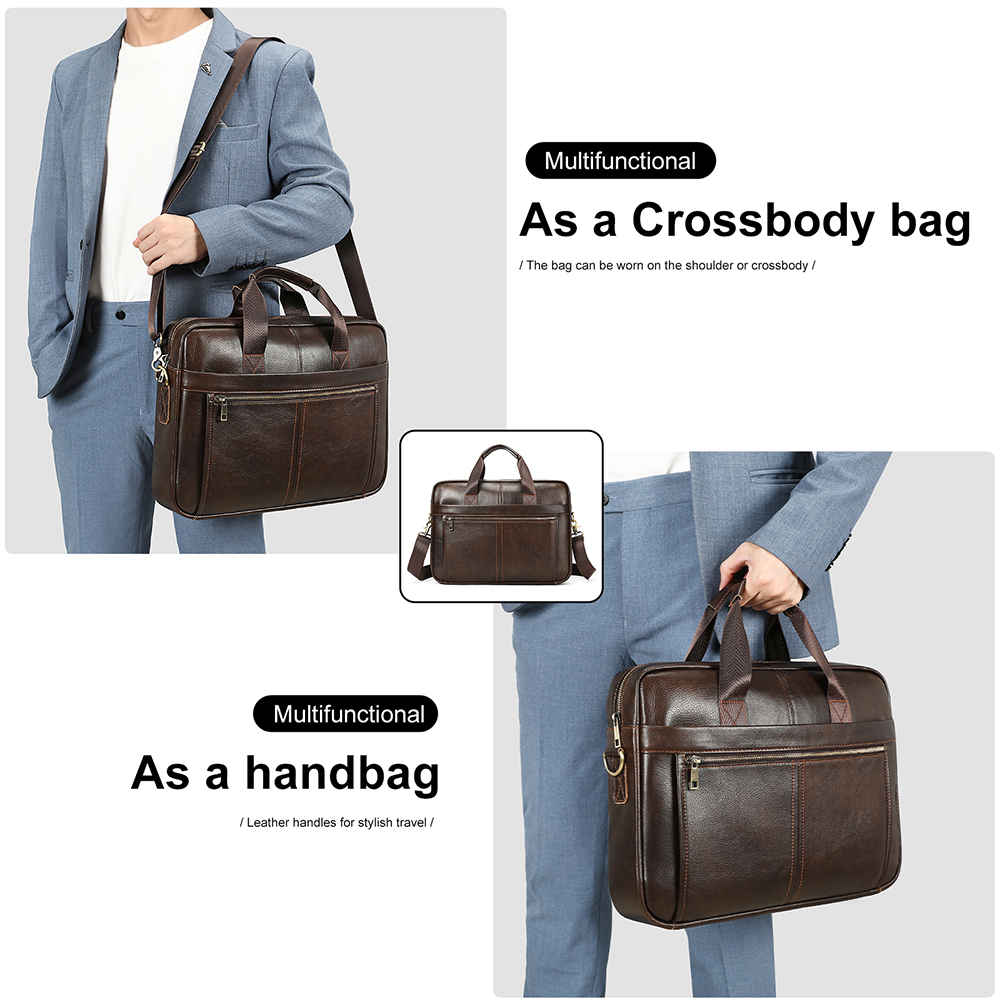 MARRANT Men Business Office Briefcase Leather 15 Inch Laptop Bag Leather Messenger Bag Genuine Leather Briefcase for Men