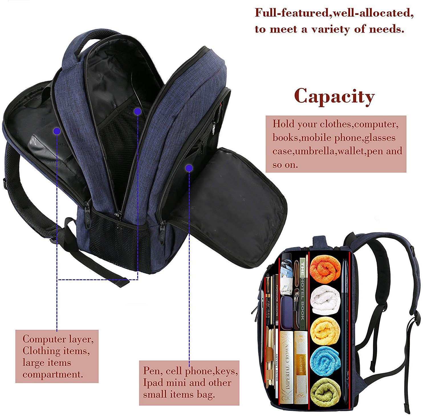 Unisex Stylish Korean Style Water Resistant Oxford Polyester Laptop Bag Business Casual Design Backpack for Student and Traveler