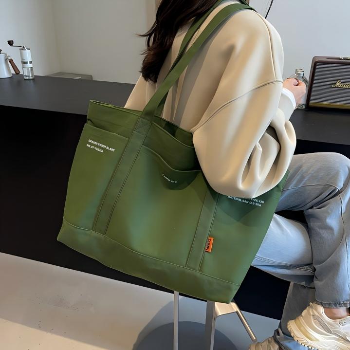 Large-capacity Zippered Canvas Tote Bag Portable Shoulder Bag Printable LOGO Canvas Bag for Shopping and Going Out