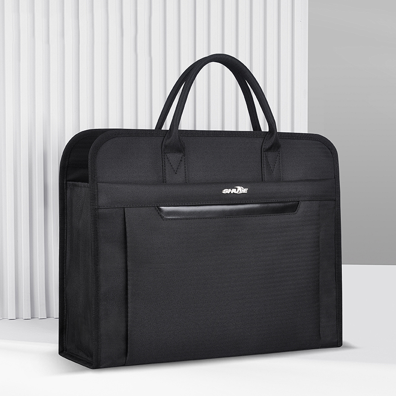 High Quality Black Executive Business Briefcase PU Leather Conference Bags for File Storage Travel Office 15.6 Inches Laptop Bag