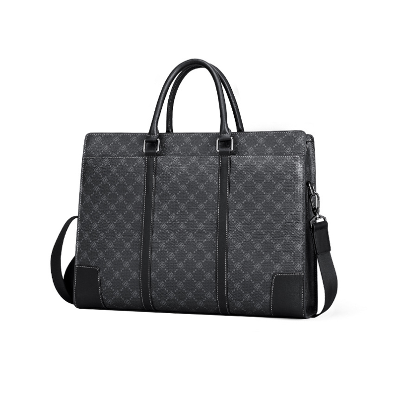 Luxury Design Full Embossed logo Business Laptop Computer Messenger Bags Black Genuine Real Leather Lawyer Briefcases for Men