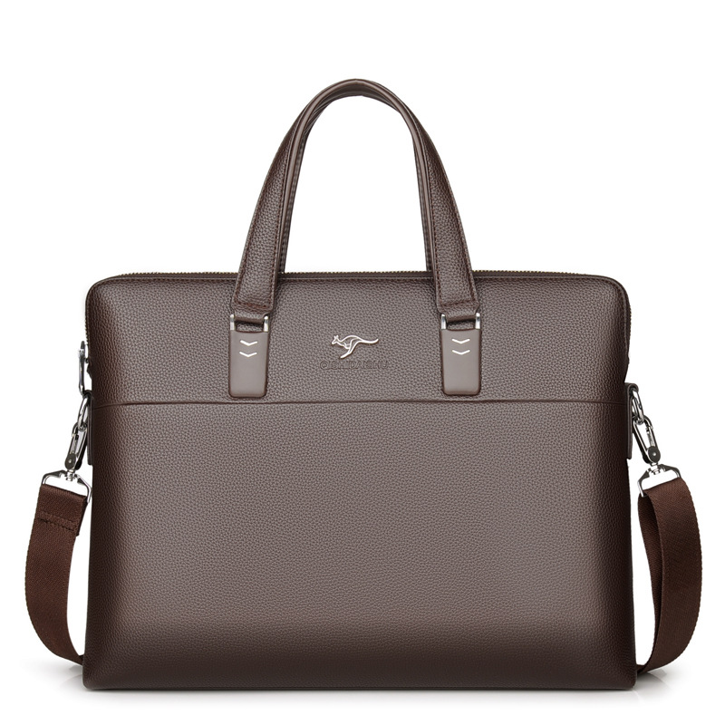 Men's Designer Luxury PU Leather Laptop Briefcase Custom Logo Office Vertical Business Case-Waterproof Portable Bolso Be Mano