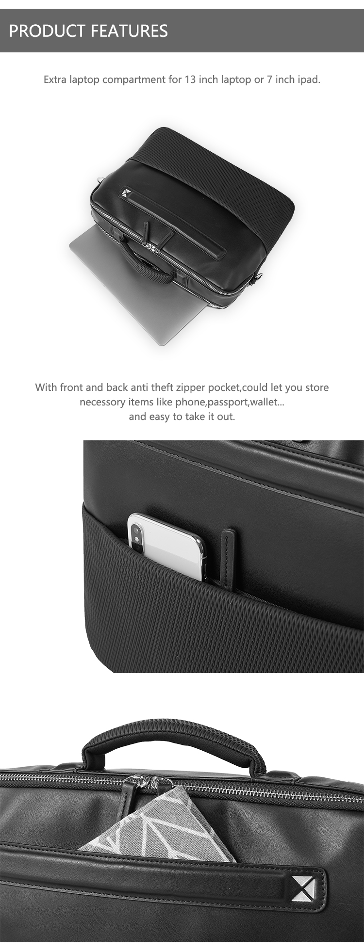 Wholesale Waterproof Men Leather Business Laptop Briefcase Bag Computer Bags
