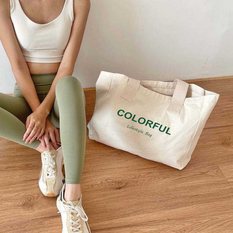 Customized Color Logo Tote Bags Recycled Cotton Canvas With Daily Advertising Travel Gift Usage Reusable Blank Shopping Bags