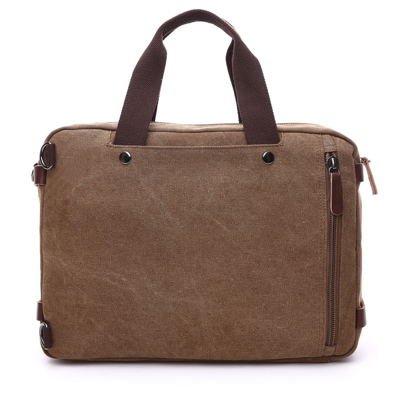 Cross-border Casual Canvas Soft Bag Business Briefcase Handheld/Crossbody/Shoulder Three-Use Large Size Breathable