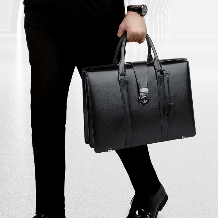 Wholesale Leather Hard Briefcase Men Metal Briefcase With Combination Lock and Foam Secure Leather Briefcase Office Bag