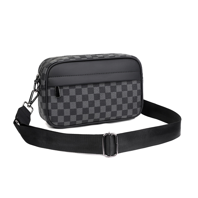 New Trendy Vintage Factory Customized Large Capacity Casual Lightweight Business Woven PU Waterproof Durable Men's Crossbody Bag