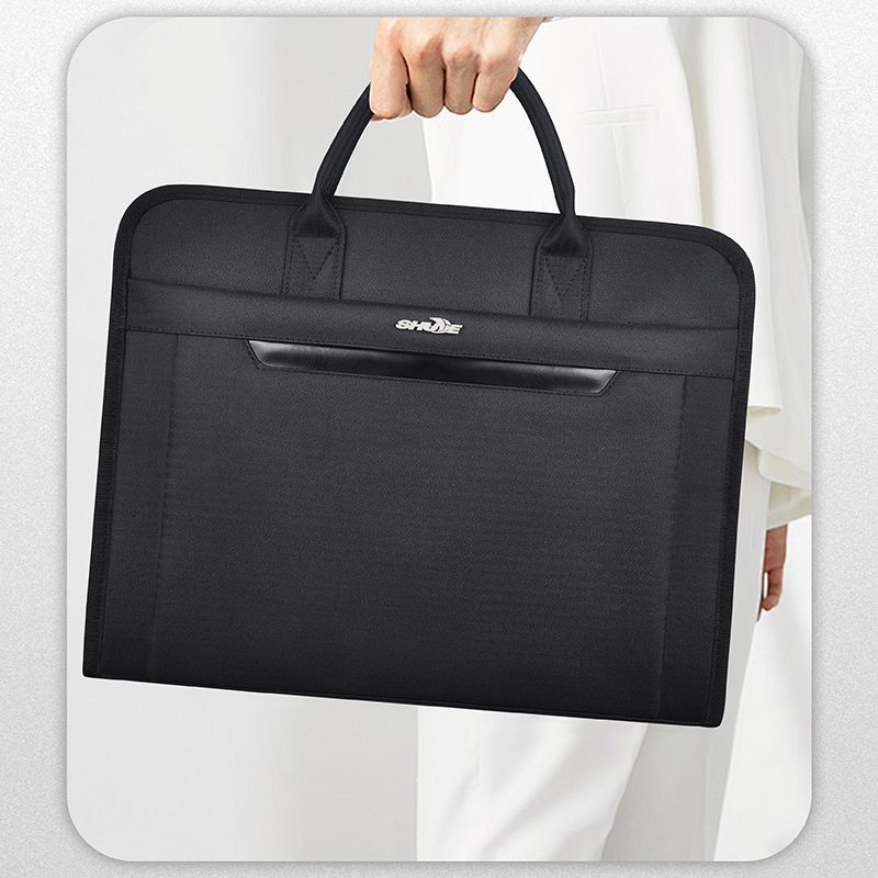 High Quality Black Executive Business Briefcase PU Leather Conference Bags for File Storage Travel Office 15.6 Inches Laptop Bag