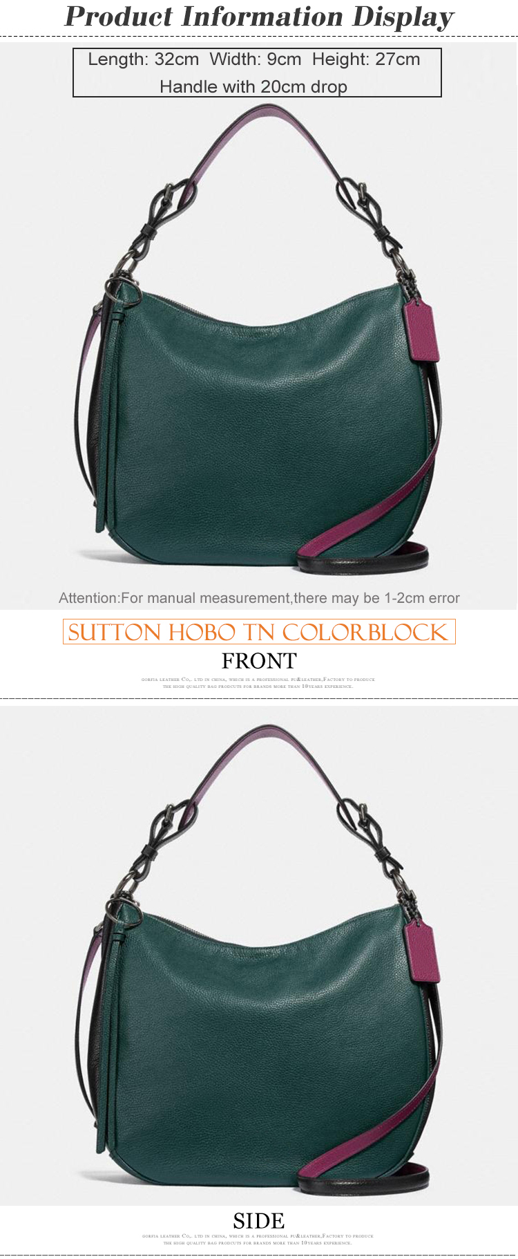 Custom Classic Faux Leather Women Hobo Hand Tote Bag Ladies PU Shoulder Handbag Purse Detail 1