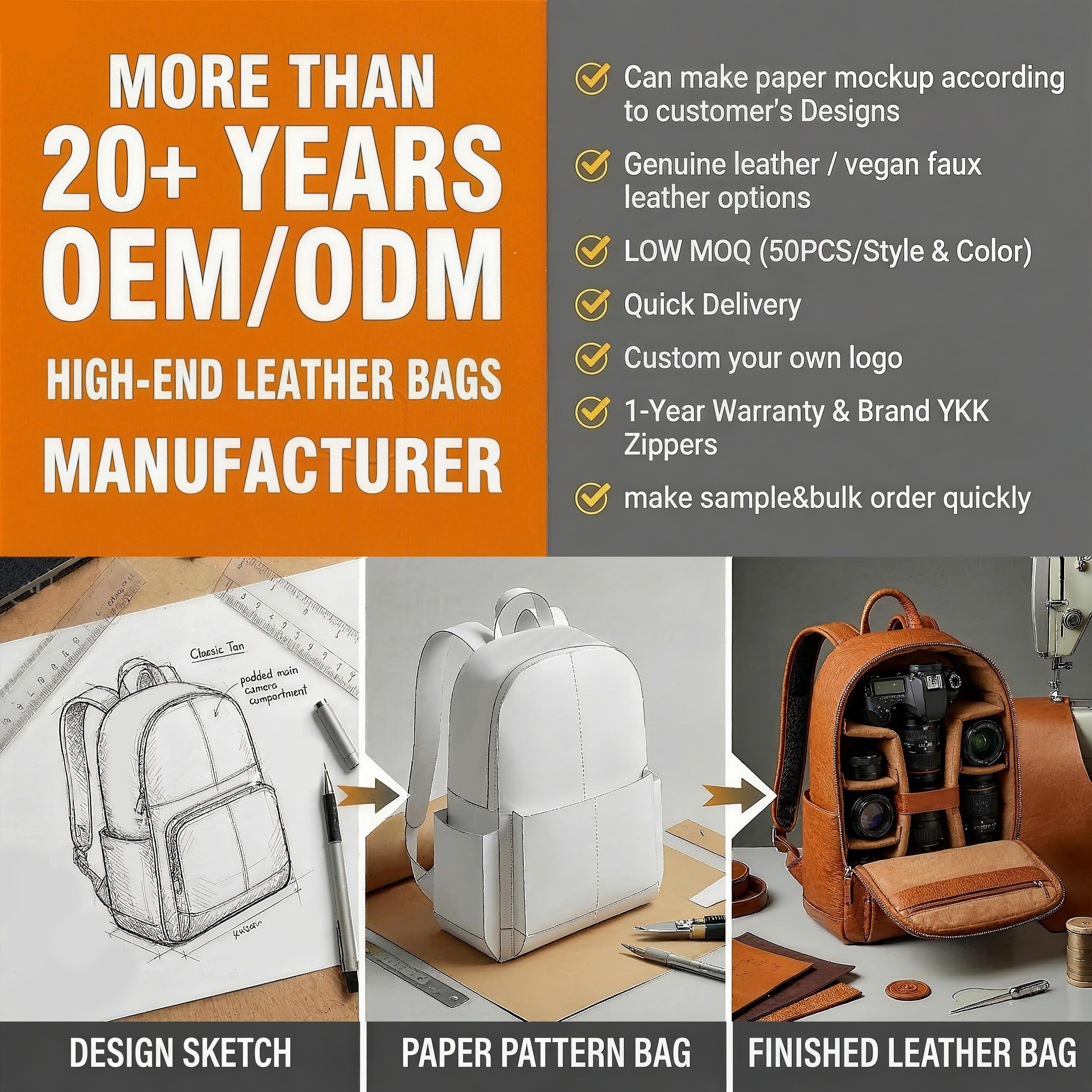 Manufacturer OEM Custom Logo Crocodile Texture Leather Shockproof Large Travel DSLR SLR Digital Gear Lens Camera Backpack