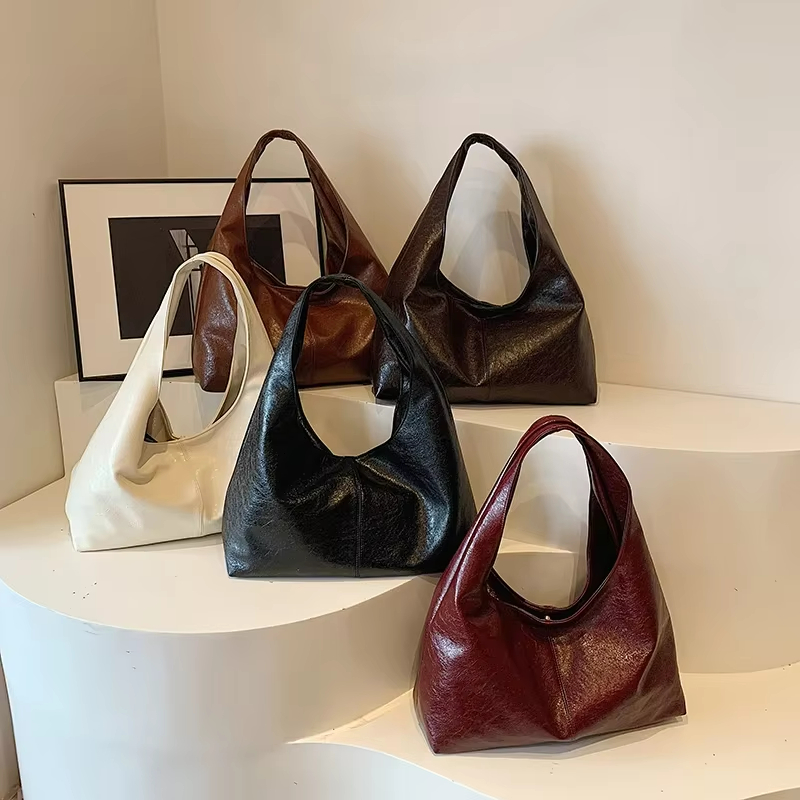Designer Fashion Large Capacity PU Leather Underarm Hobo Bags for Women 2024 New Trend Water Resistant Zipper Closure Portable