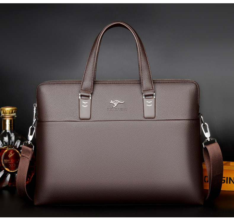 Men's Designer Luxury PU Leather Laptop Briefcase Custom Logo Office Vertical Business Case-Waterproof Portable Bolso Be Mano