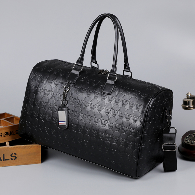 Stylish Fashion Foldable Waterproof PU Leather Unisex Travel Duffel Bag with Zipper Closure for Outdoor Activities and Commuting