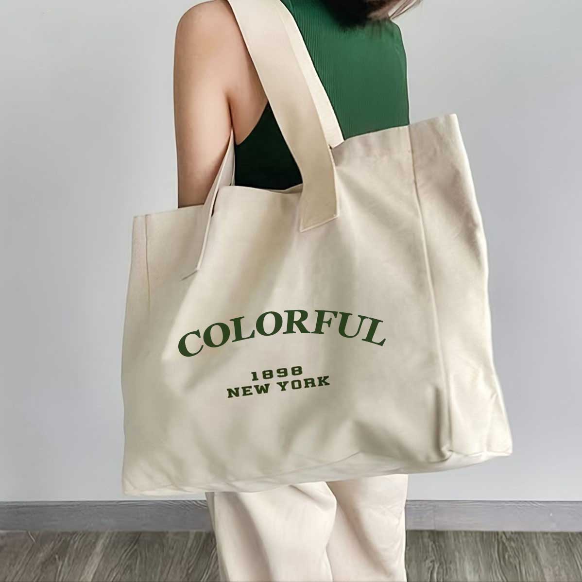 Customized Color Logo Tote Bags Recycled Cotton Canvas With Daily Advertising Travel Gift Usage Reusable Blank Shopping Bags