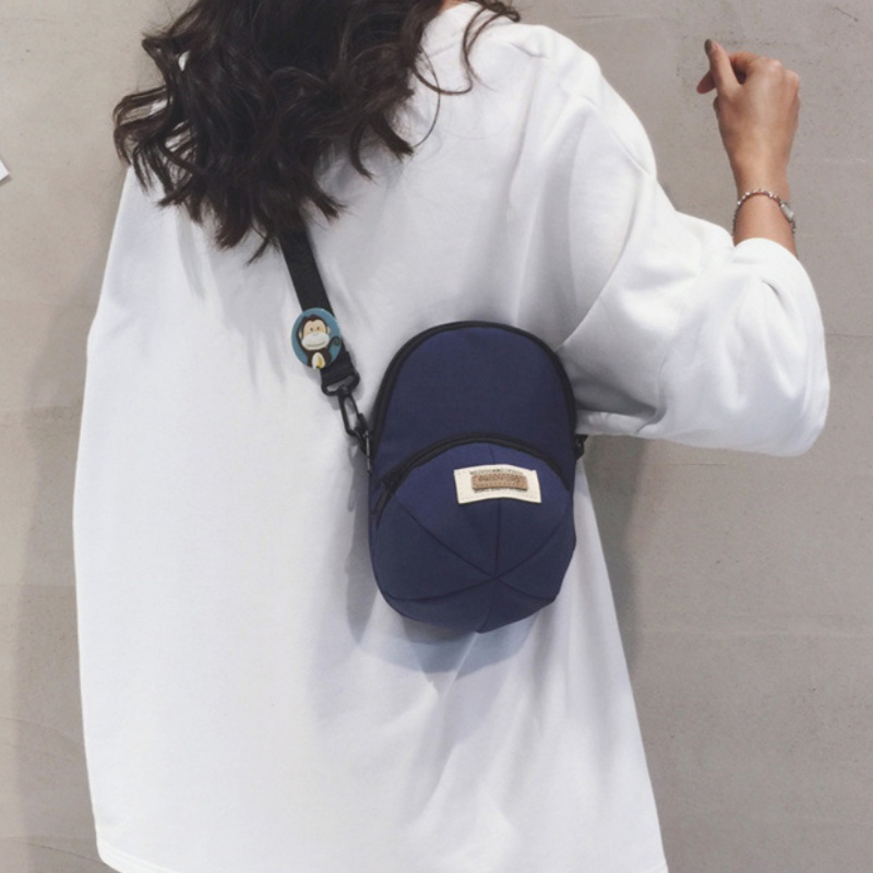 Summer Korean Ins Unisex Eco Friendly Nylon Crossbody Bag Niche Hat Style Single Shoulder Bag with Long Strap Zipper Phone Pouch