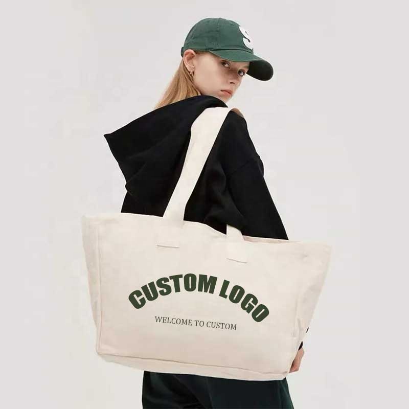 Large Capacity Casual Canvas Tote Bag With Zipper Custom Canvas Bag For Shopping Or Daily Use Beach Tote Bag