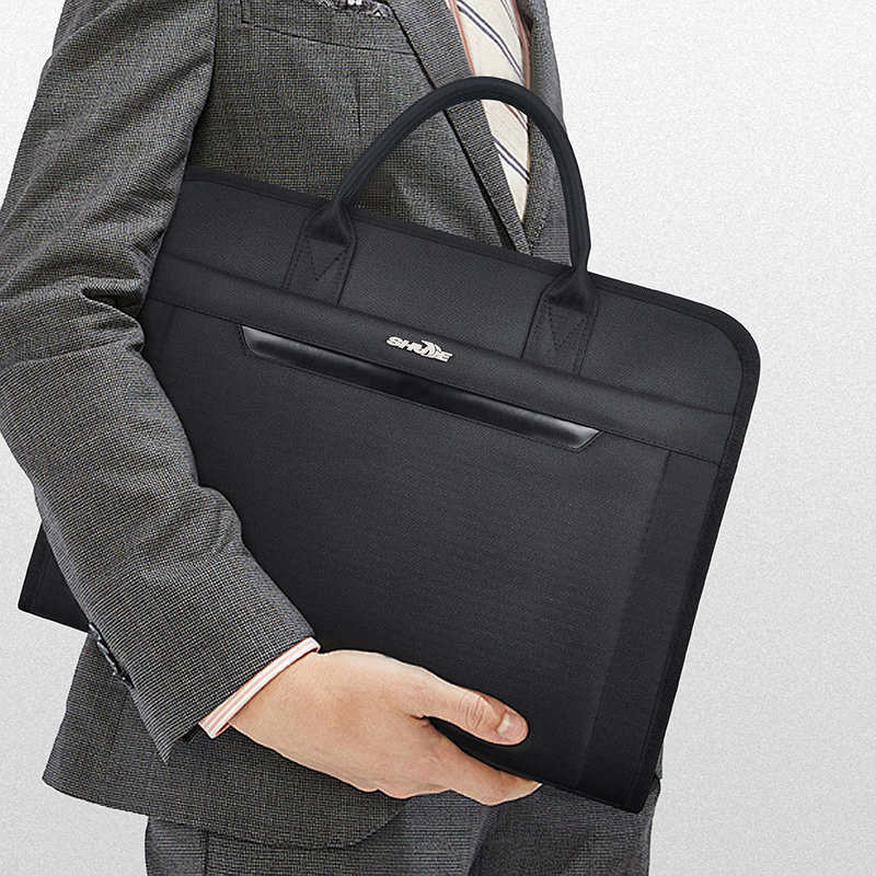High Quality Black Executive Business Briefcase PU Leather Conference Bags for File Storage Travel Office 15.6 Inches Laptop Bag