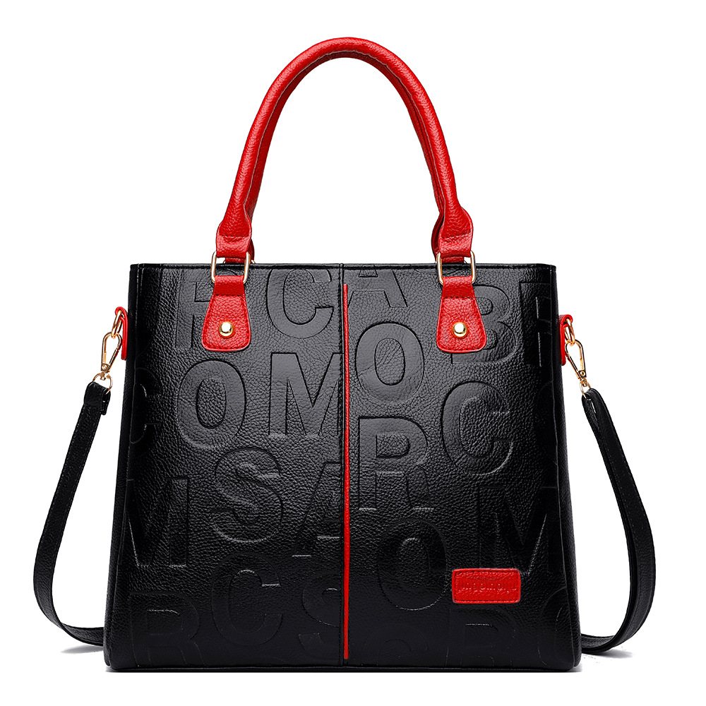 High-End Large-Capacity Lady Dress Crossbody Bucket Bag Soft PU Leather Embossed Single-Shoulder Waterproof Zipper Closure All