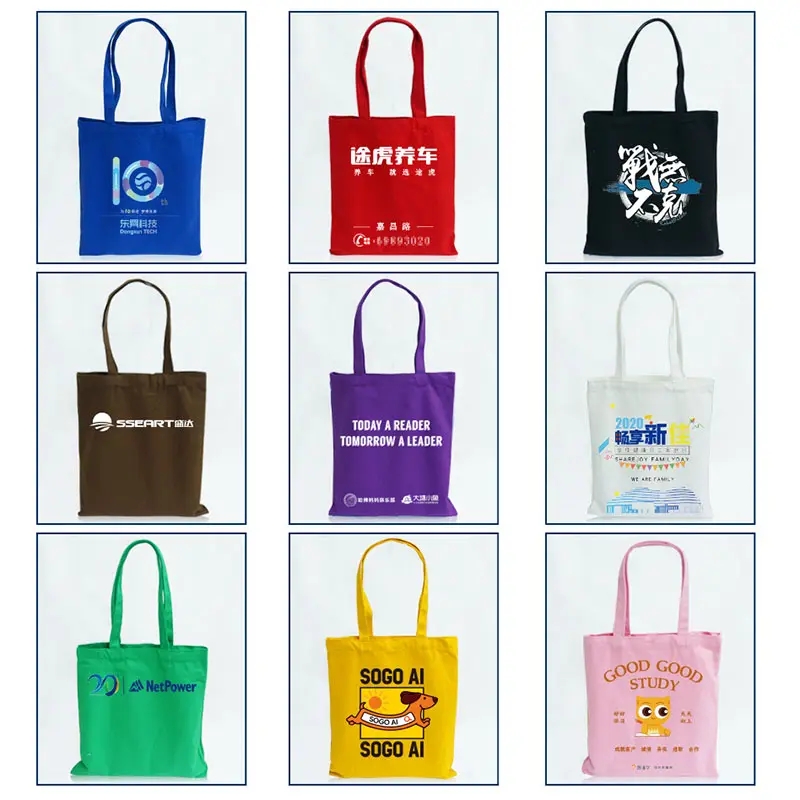 Factory Sale Custom Logo Size Printed Eco Friendly Recyclable Reusable Large Capacity Cotton Canvas Grocery Shopping Tote Bags