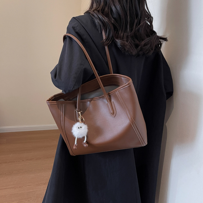 High Quality Summer PU Retro Women's Shoulder Tote Bag 2025 New Simple Versatile Large-Capacity Tote Bag