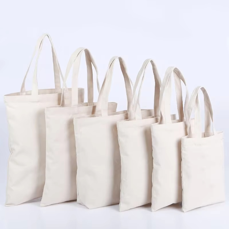 Custom Logo Printed Sublimation Blank Reusable Grocery Shopping Tote Bag New Style Cotton Canvas Letter Pattern