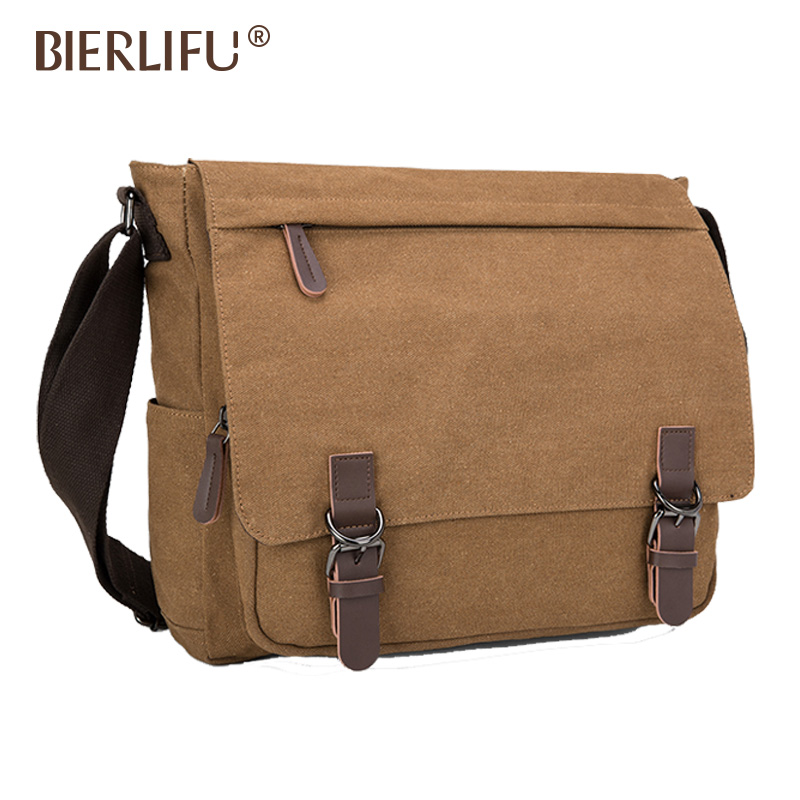 Wholesale Vintage Canvas Satchel Messenger Bag for Men Business Travel Sling Shoulder Bag Laptop Book Bag