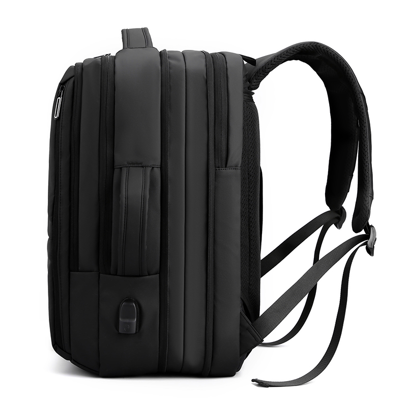 KABINU Factory Wholesale Custom Logo Expandable Men's Laptop Backpack, Waterproof PU Fabric USB Charging Business Backpack