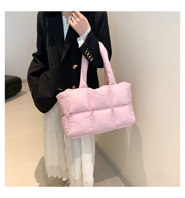 Women Satchel Bag Quilted Pleated Ladies Shopper Bag