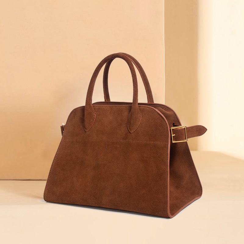 Retro Cowhide Large-Capacity Tote Bags Women Suede Purse Tote Bag Vintage Handle Fashion Shoulder Satchel Quiet Luxury Tote Bag