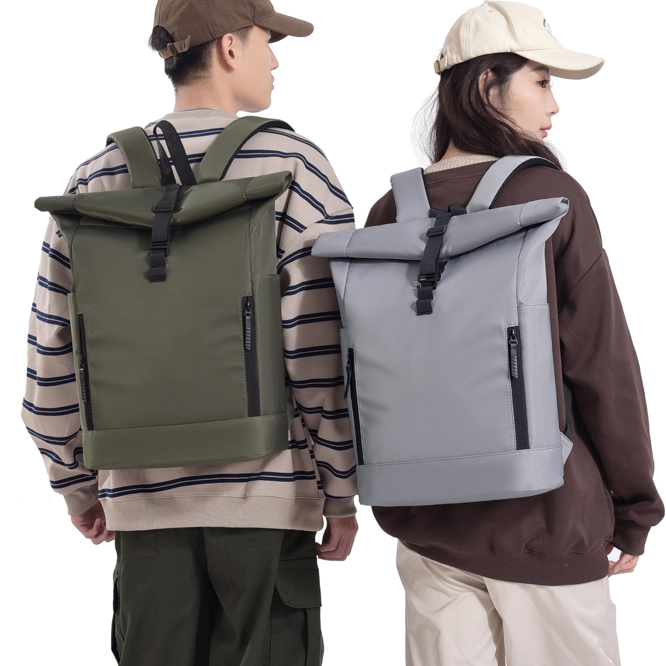 Large Capacity Unisex Roll Top Daypack Waterproof Oxford Laptop Backpack Durable Polyester Lining for Travel College Leisure