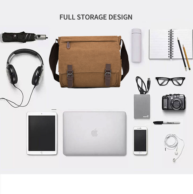 Wholesale Vintage Canvas Satchel Messenger Bag for Men Business Travel Sling Shoulder Bag Laptop Book Bag