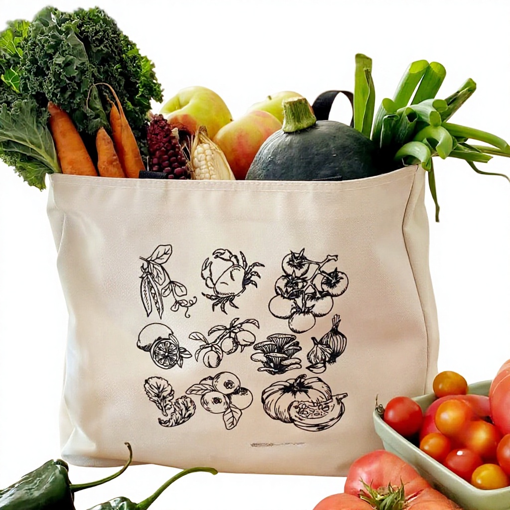 100% Cotton Letter Pattern Tote Bag Ultimate Companion Reusable Grocery Tote For Shopping Farmers Markets &amp; Supermarkets