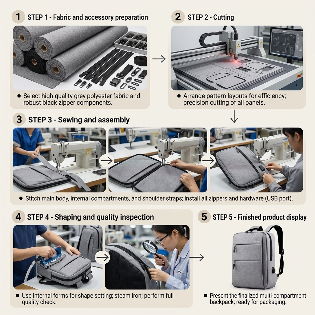 Custom Logo 15.6 Inch Waterproof Oxford Business Casual School Travel Laptop Backpack With USB Port Plain