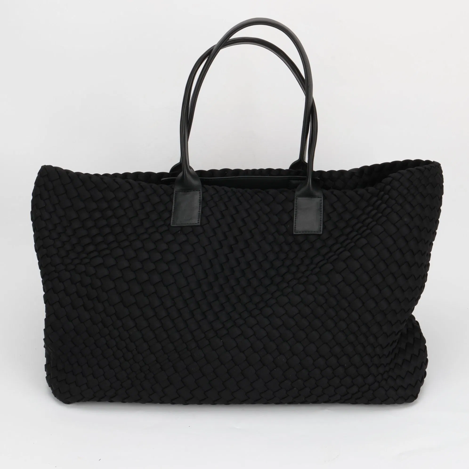 Storage Woven Navy Blue Buckle Handbag Fashion Square Clutch Bag for Ladies