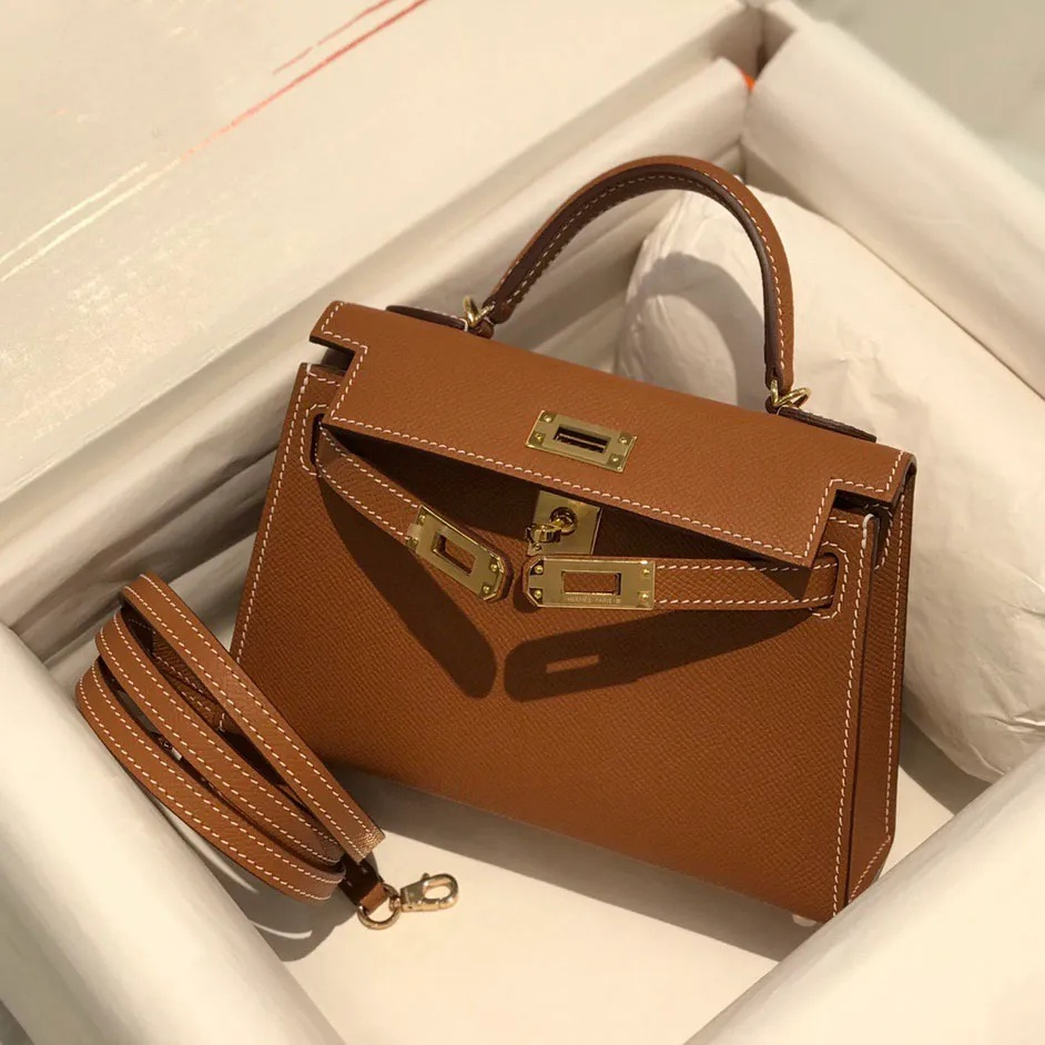 Genuine Leather Totes with Lock and Key Top Quality Litchi Clutch Bag