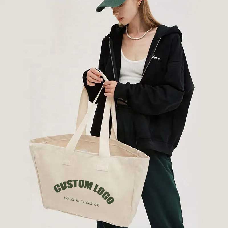 Large Capacity Casual Canvas Tote Bag With Zipper Custom Canvas Bag For Shopping Or Daily Use Beach Tote Bag