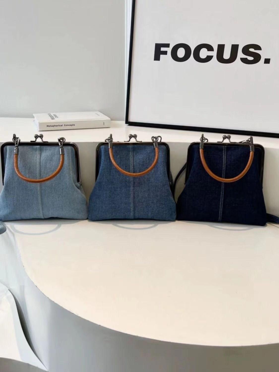 Denim Shoulder Bag Front View