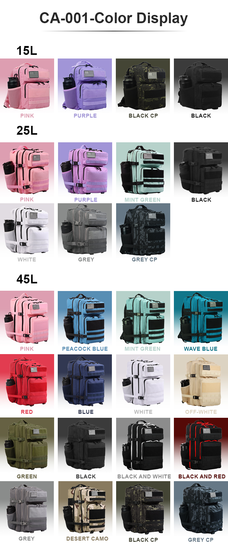 45L 900D Polyester Custom Waterproof Sports Gym Fitness Crossfit Tactical Bags Outdoor Hunting Trekking Tactical Backpack
