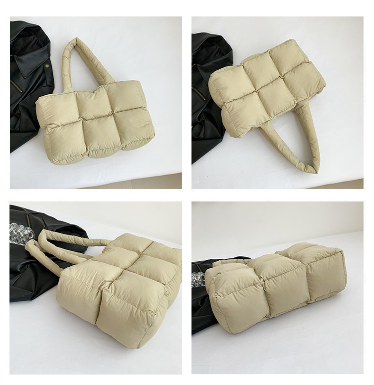 Women Satchel Bag Quilted Pleated Ladies Shopper Bag