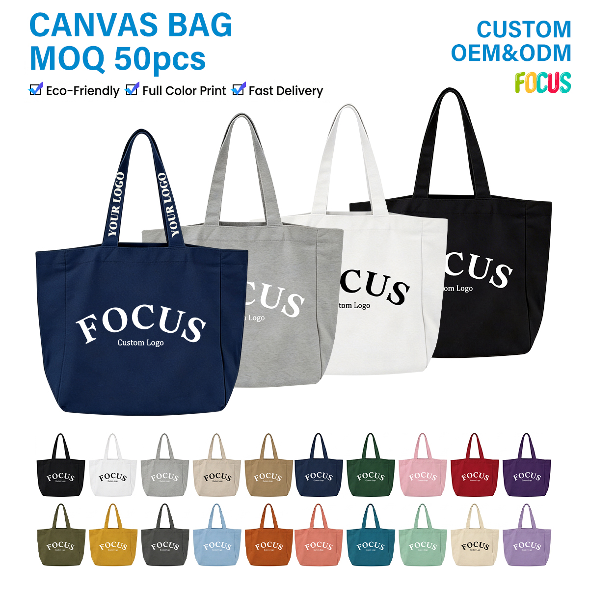 Custom Logo Color Oversized Cotton Canvas Tote Bags Reusable Durable Weekender Giant Large Grocery Shopping Sporty Bag for Yoga