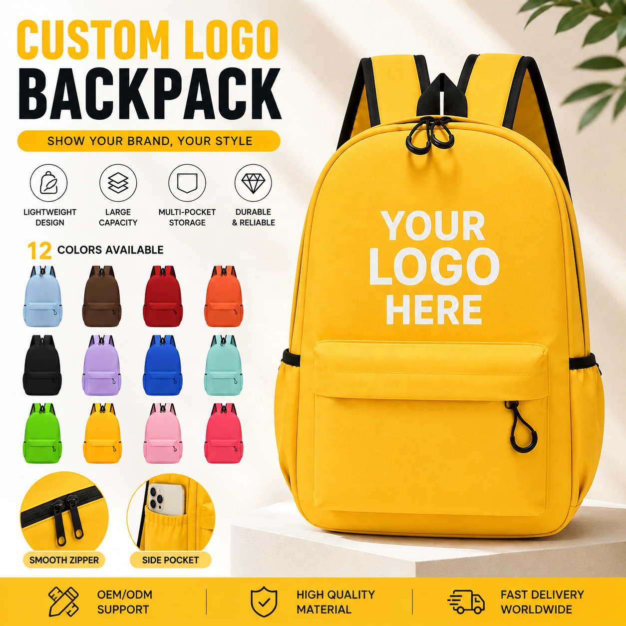 Haslor 2026 Factory OEM Custom Logo Backpack Manufacturer Low MOQ 30 Pcs Fast Custom Supplier Student Backpack