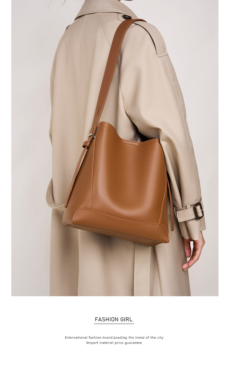 Genuine Leather Bucket Bag Showcase 11
