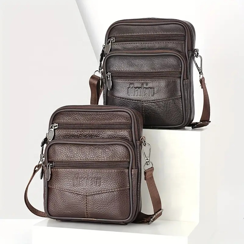 Men&amp;#39;s Genuine Leather Crossbody Bag Business Messenger Side Shoulder Bag Casual for Men Gifts