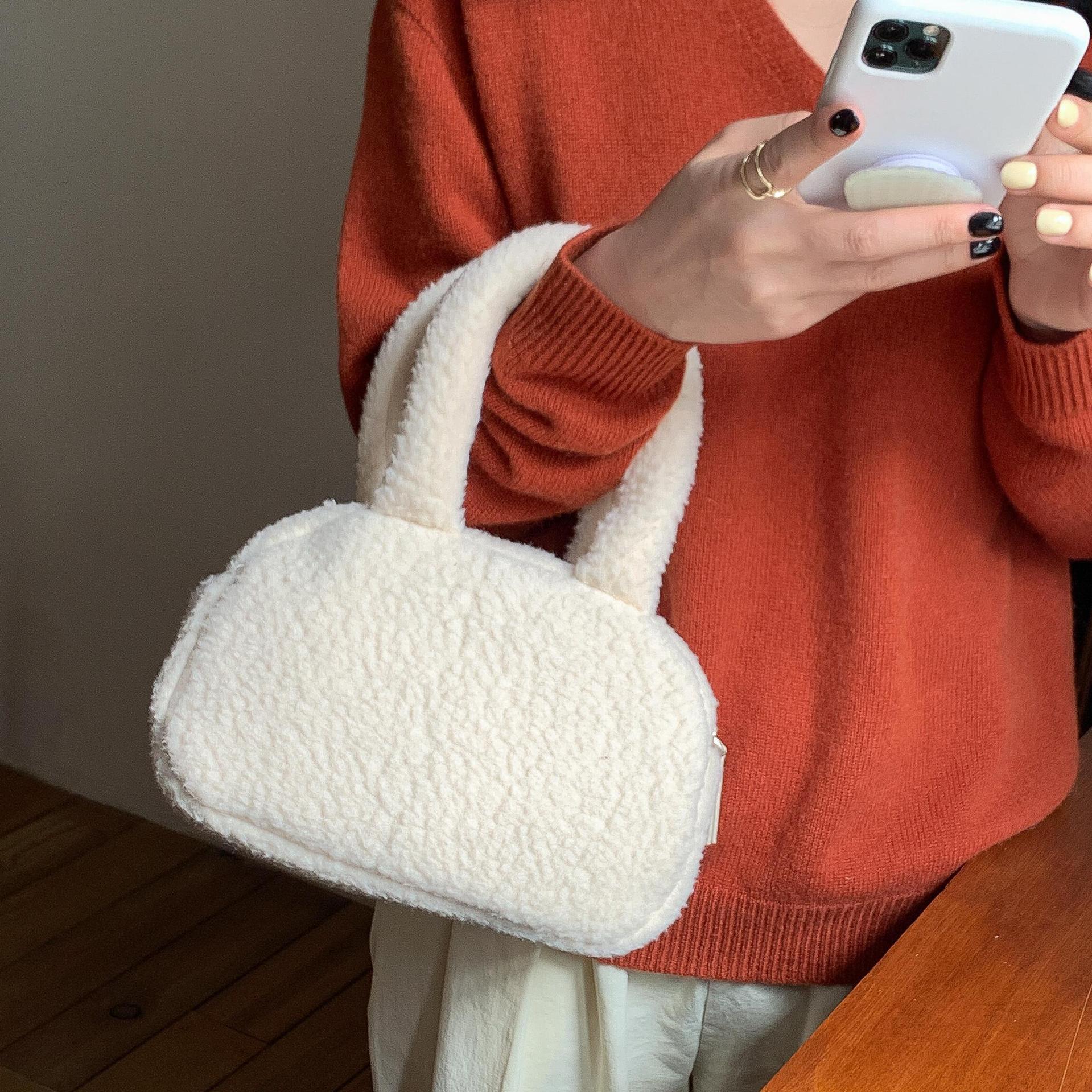 New Versatile Soft Polyester Single Shoulder Bag Women High-end Solid Color Glossy Open Closure Tote